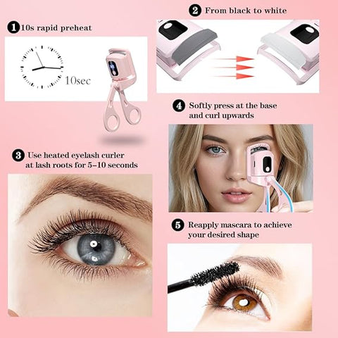 USB Rechargeable Heated Eyelash Curler with 3 Heating Modes - FADI CARTM ZEEES GADGETSUSB Rechargeable Heated Eyelash Curler