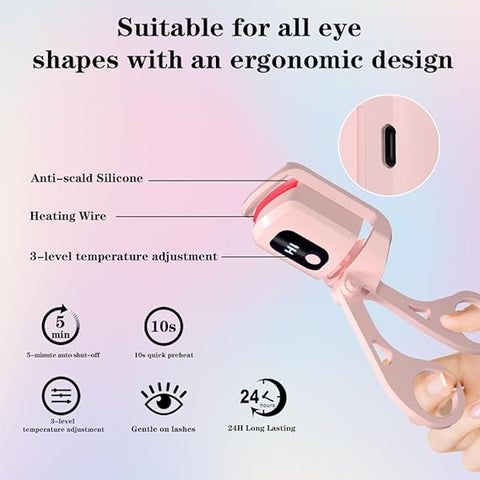 USB Rechargeable Heated Eyelash Curler with 3 Heating Modes - FADI CARTM ZEEES GADGETSUSB Rechargeable Heated Eyelash Curler